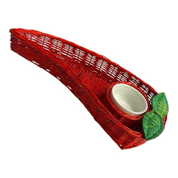 Le Gourmet Chef Chili Shaped Wicker Chip 'n Dip Basket. New - Picture 3 of 9